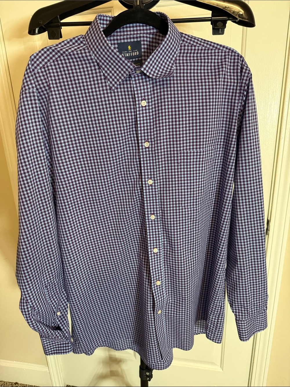 Stafford Purple Gingham Dress Shirt